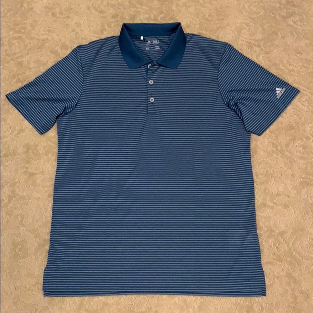 New Adidas 2 Color Merch Stripe golf polo. Medium.